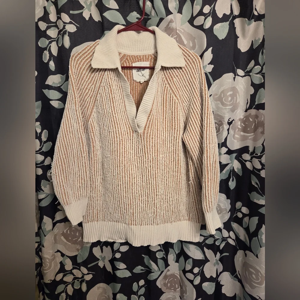 Aerie Spread Collar Textured Sweater - Picture 1 of 5